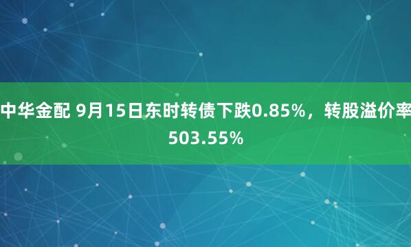 中华金配 9月15日东时转债下跌0.85%，转股溢价率503.55%